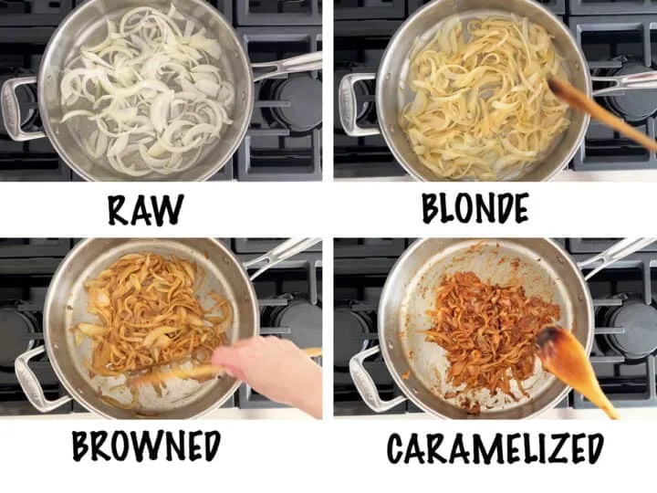caramelized onions color stages