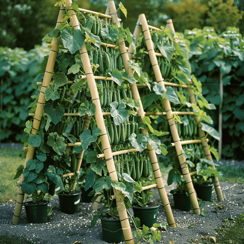 growing cucumbers on trellis