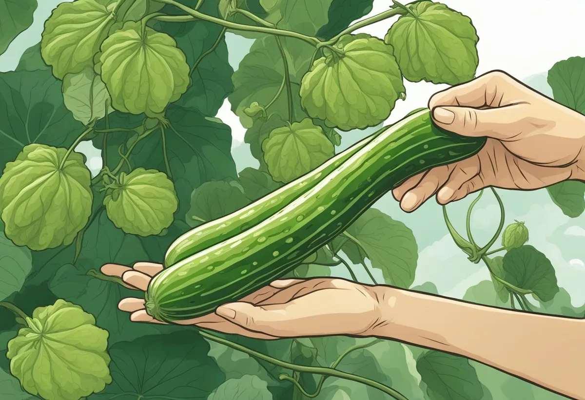 harvesting cucumbers