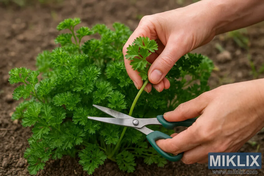 harvesting parsley