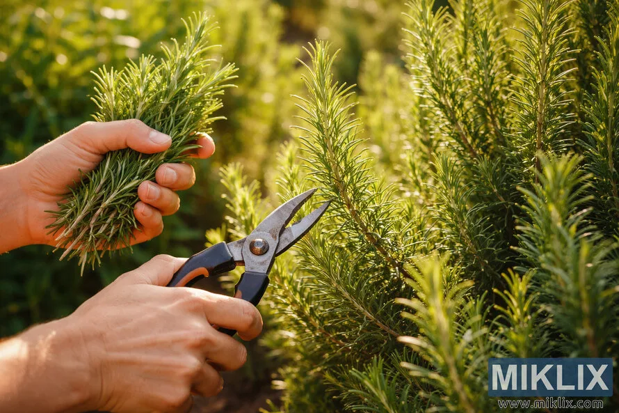 harvesting rosemary
