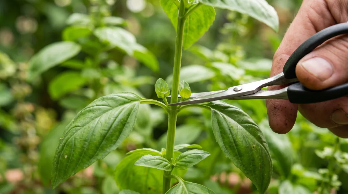 pinching basil