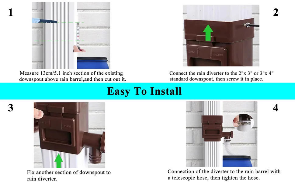 rain barrel with downspout diverter diagram