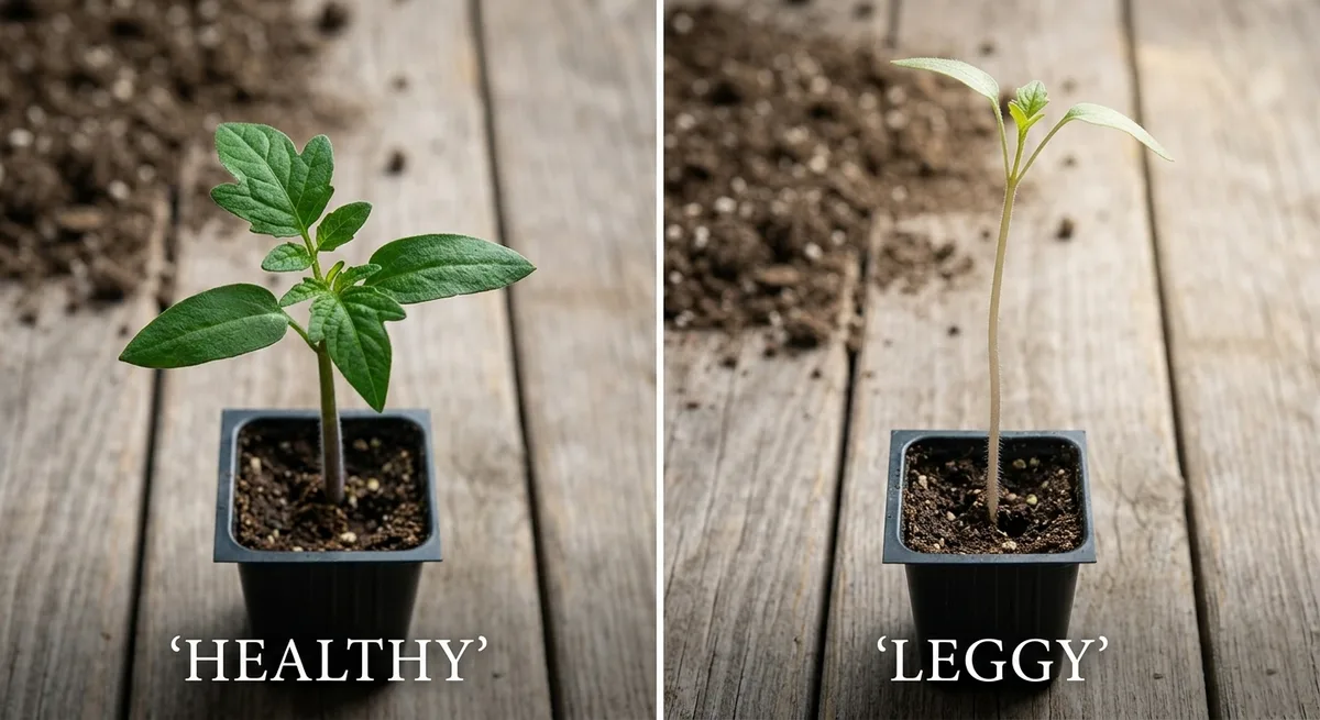 seedling leggy vs healthy