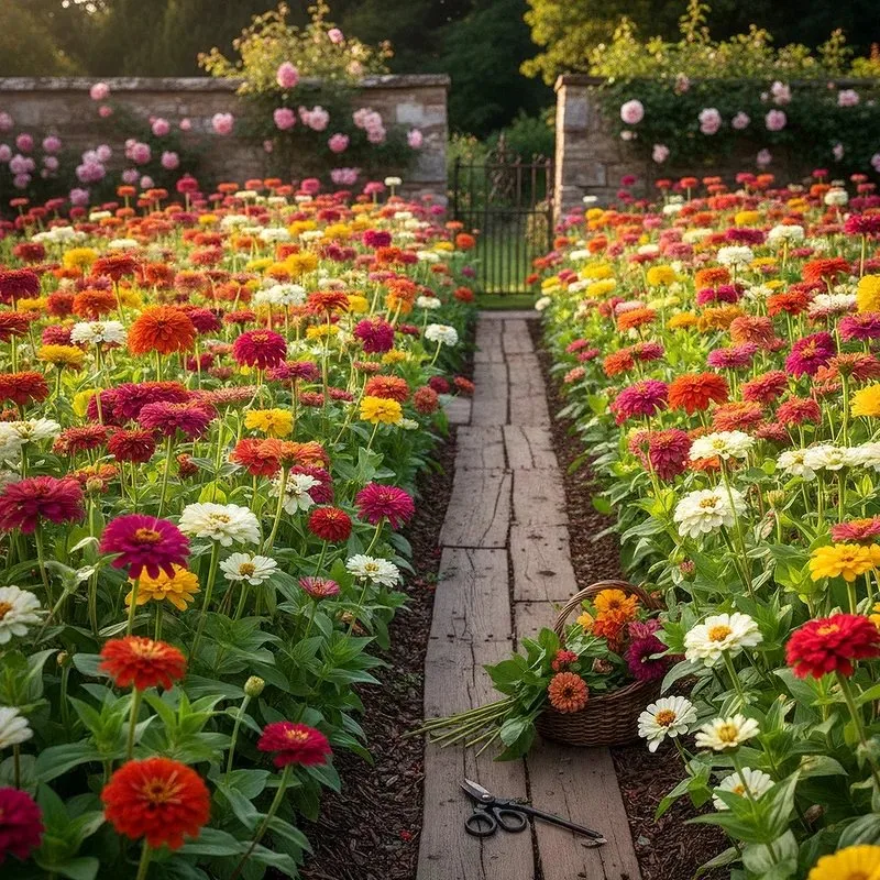 zinnia flower bed